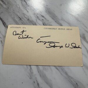 ✍️ George Gekas — Autograph Signed Index Card — U.S. House of Representatives